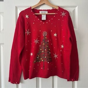 Vintage Tiara holiday Christmas red sweater!